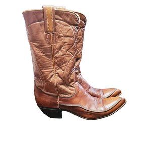 vintage Tony‎ Lama Cowgirl boots size 8.5 1960's narrow toe pointed rich brown
